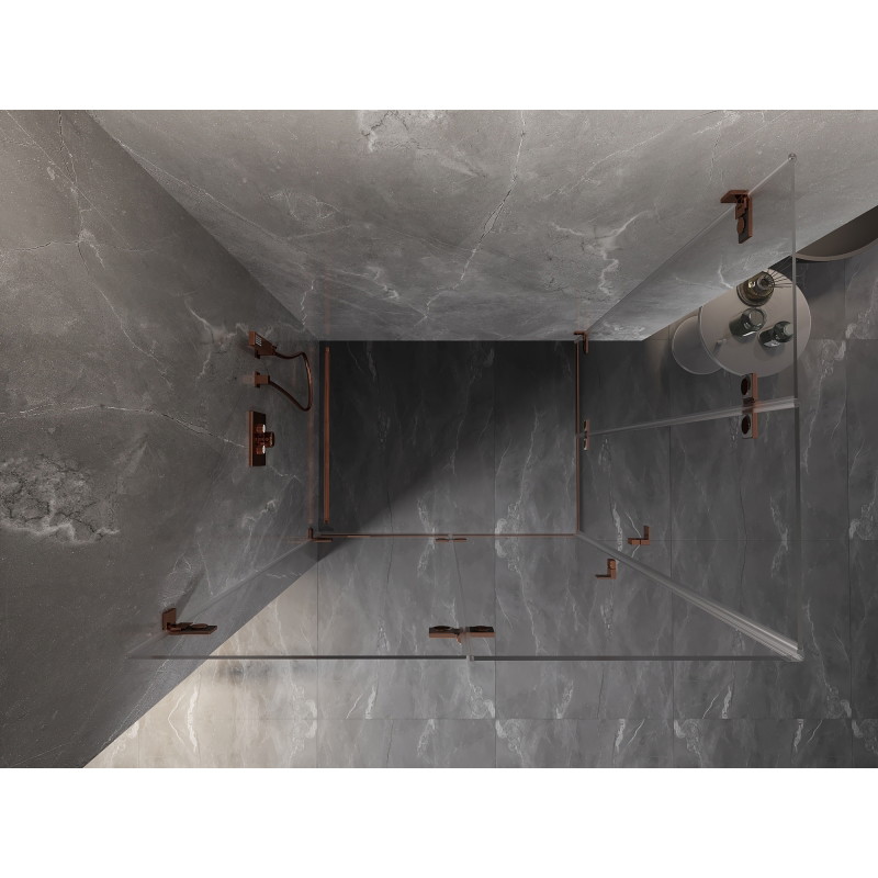 Mexen Lunar-F Duo preklopna tuš kabina 100 x 70 cm, prozirna, ružičasto zlato - 836-100L-070P-60-00
