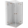 Mexen Lunar-F Duo cabine de douche pliante 80 x 80 cm, transparent, cuivre brossé - 836-080L-080P-65-00