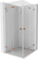 Mexen Lunar-F Duo cabine de douche pliante 80 x 80 cm, transparent, cuivre brossé - 836-080L-080P-65-00