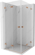 Mexen Lunar-F Duo sklopiva tuš kabina 80 x 80 cm, prozirna, brušena bakrena - 836-080L-080P-65-00