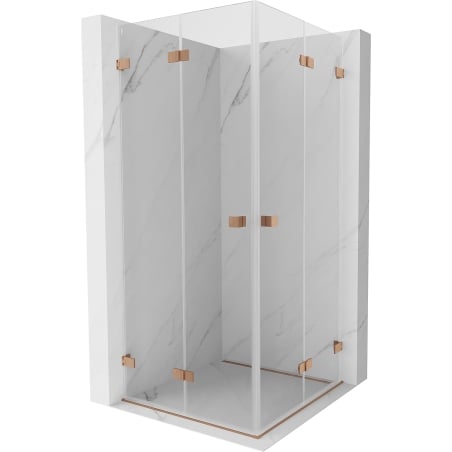 Mexen Lunar-F Duo cabine de douche pliable 85 x 85 cm, transparent, cuivre brossé - 836-085L-085P-65-00