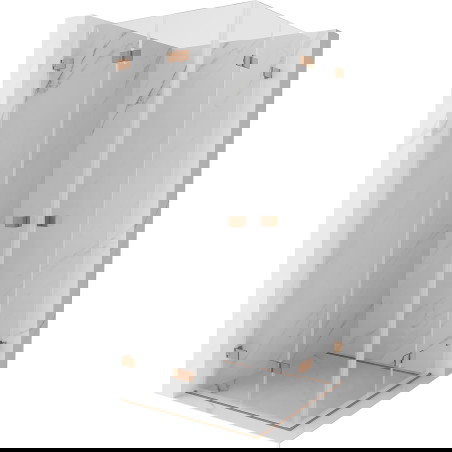 Mexen Lunar-F Dvojna zložljiva tuš kabina 85 x 85 cm, prosojna, brušen baker - 836-085L-085P-65-00