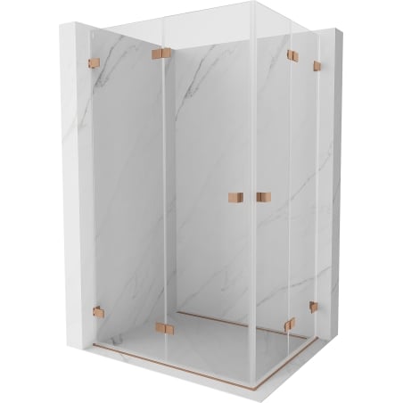 Mexen Lunar-F Duo cabine de douche pliante 90 x 80 cm, transparent, cuivre brossé - 836-090L-080P-65-00