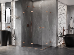 Mexen Lunar-F Duo cabine de douche pliante 100 x 80 cm, transparent, cuivre brossé - 836-100L-080P-65-00