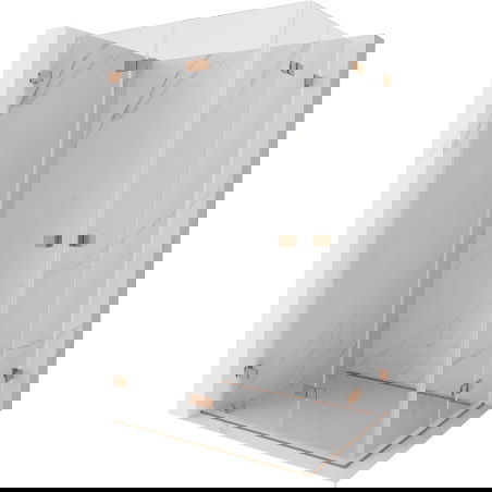 Mexen Lunar-F Duo pregibna tuš kabina 100 x 85 cm, prozorna, brušena medenina - 836-100L-085P-65-00