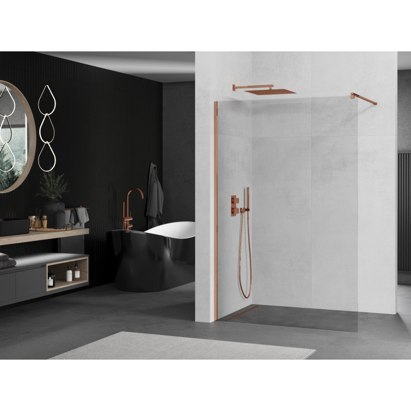 Mexen Kioto walk-in douchewand 70 x 200 cm, transparant 8 mm, roze goud - 800-070-101-60-00