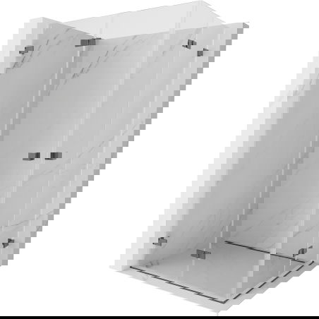 Mexen Lunar-F Duo faltbare Duschkabine 80 x 75 cm, transparent, gebürstetes gun gray - 836-080L-075P-66-00