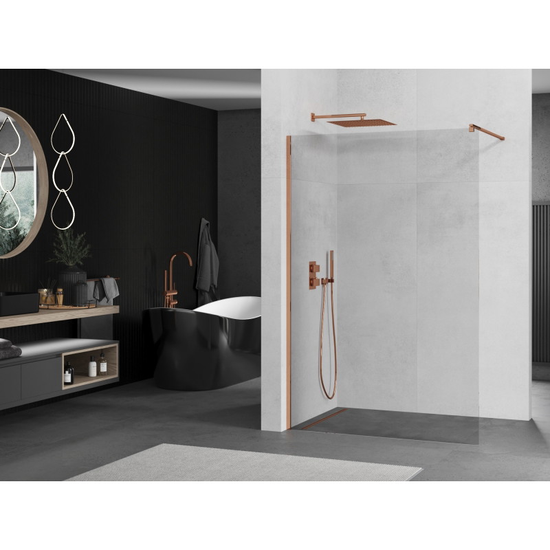 Mexen Kioto Walk-in zid za tuširanje 90 x 200 cm, proziran 8 mm, ružičasto zlato - 800-090-101-60-00