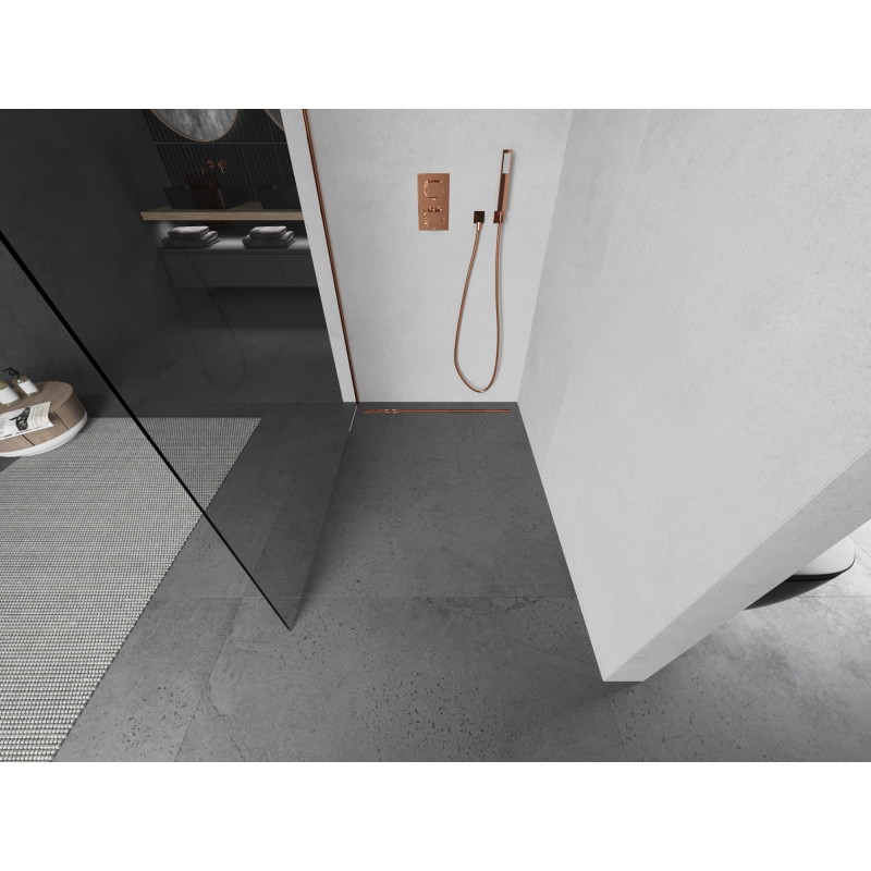 Mexen Kioto Walk-in zid za tuširanje 90 x 200 cm, proziran 8 mm, ružičasto zlato - 800-090-101-60-00