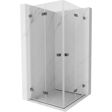 Mexen Lunar-F Duo Duschkabine faltbar 85 x 85 cm, transparent, gebürstetes Gun Gray - 836-085L-085P-66-00