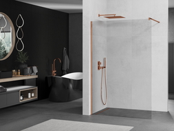 Mexen Kioto ścianka prysznicowa Walk-in 140 x 200 cm, transparent 8 mm, różowe złoto - 800-140-101-60-00