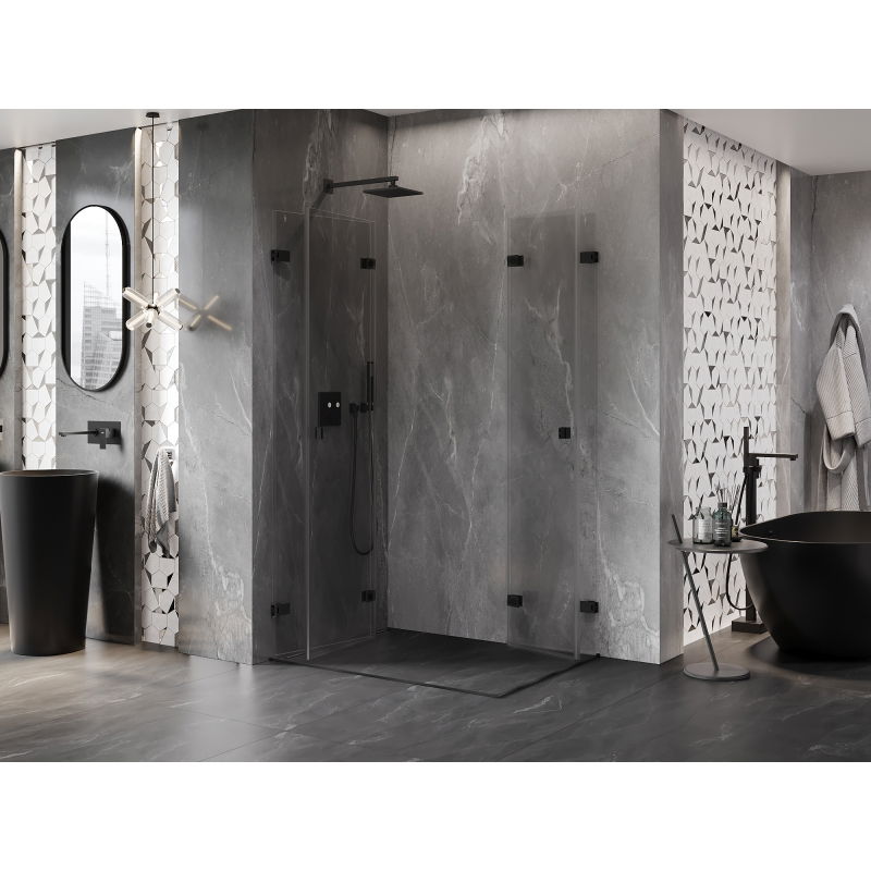 Mexen Lunar-F Duo cabine de douche pliante 90 x 75 cm, transparent, noir - 836-090L-075P-70-00