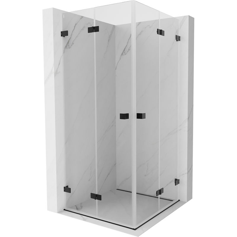 Mexen Lunar-F Duo opvouwbare douchecabine 90 x 90 cm, transparant, zwart - 836-090L-090P-70-00