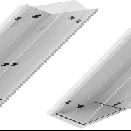 Mexen Lunar-F Duo opvouwbare douchecabine 90 x 90 cm, transparant, zwart - 836-090L-090P-70-00