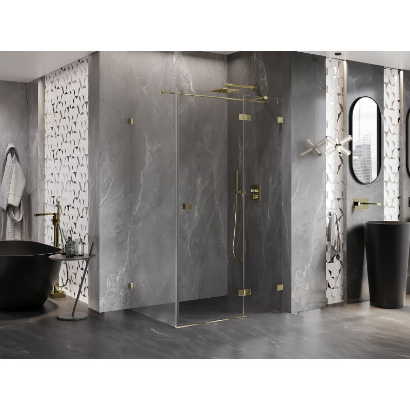 Mexen Lunar T duschkabin med svängdörr höger 115 x 70 cm, transparent, guld - 834T-115-070-50-00-P