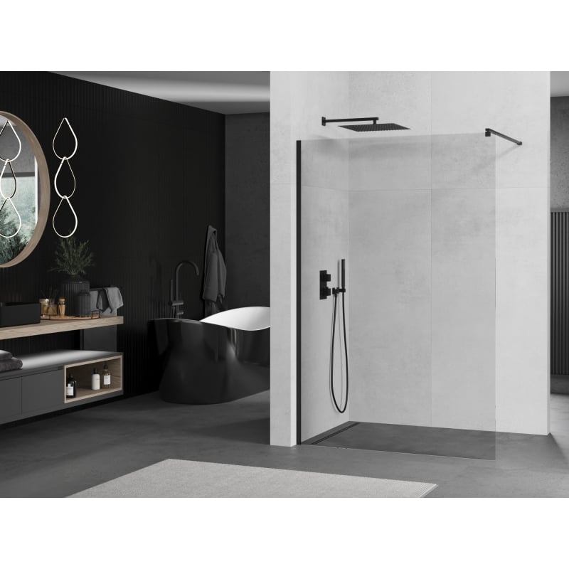 Mexen Kioto Walk-in Shower Screen 90 x 200 cm, Transparent 8 mm, Black - 800-090-101-70-00