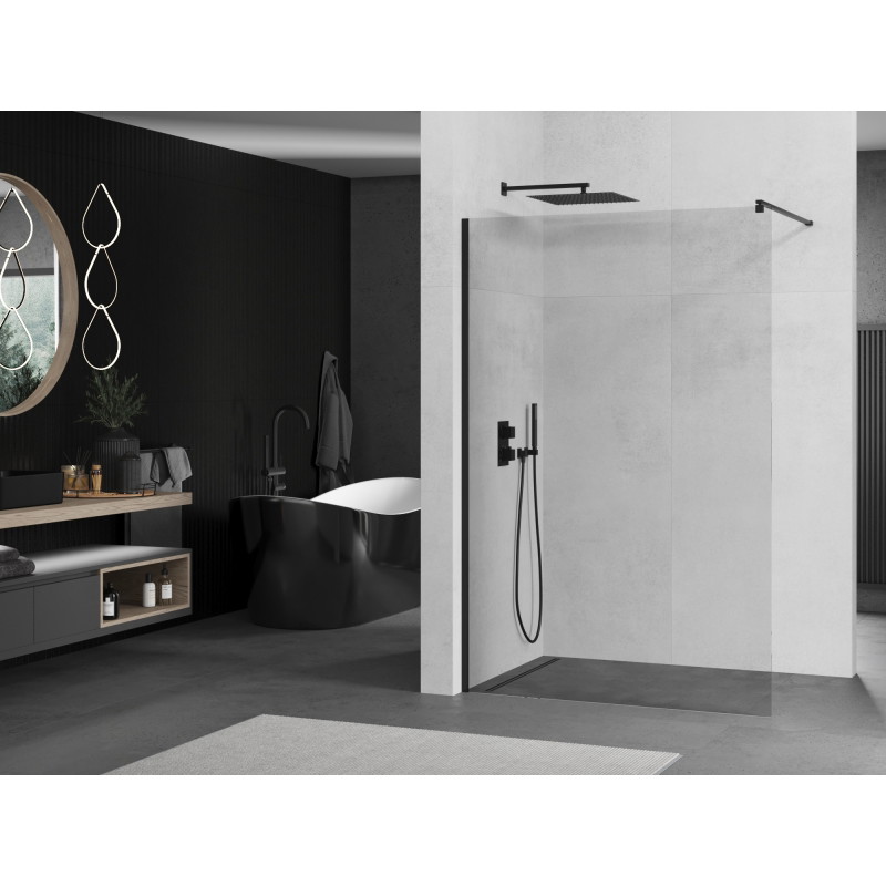 Mexen Kioto Walk-in Shower Screen 100 x 200 cm, Transparent 8 mm, Black - 800-100-101-70-00