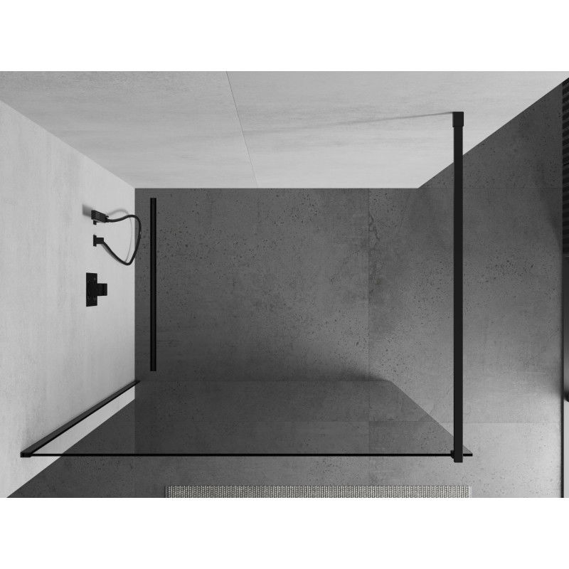 Mexen Kioto mampara de ducha Walk-in 140 x 200 cm, transparente 8 mm, negra - 800-140-101-70-00