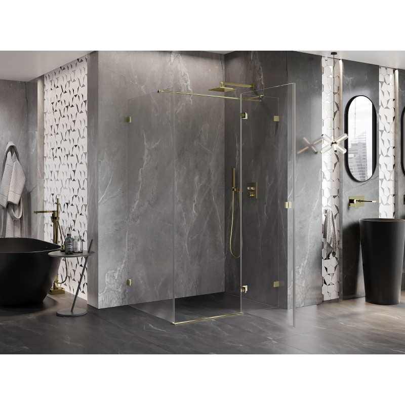 Mexen Lunar T dušinurga T-kujuline parempoolne 115 x 80 cm, läbipaistev, kuldne - 834T-115-080-50-00-P