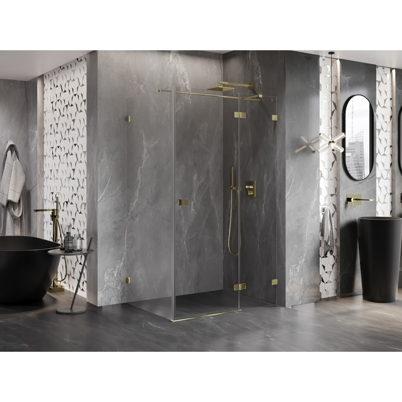 Mexen Lunar T dušinurga T-kujuline parempoolne 115 x 80 cm, läbipaistev, kuldne - 834T-115-080-50-00-P