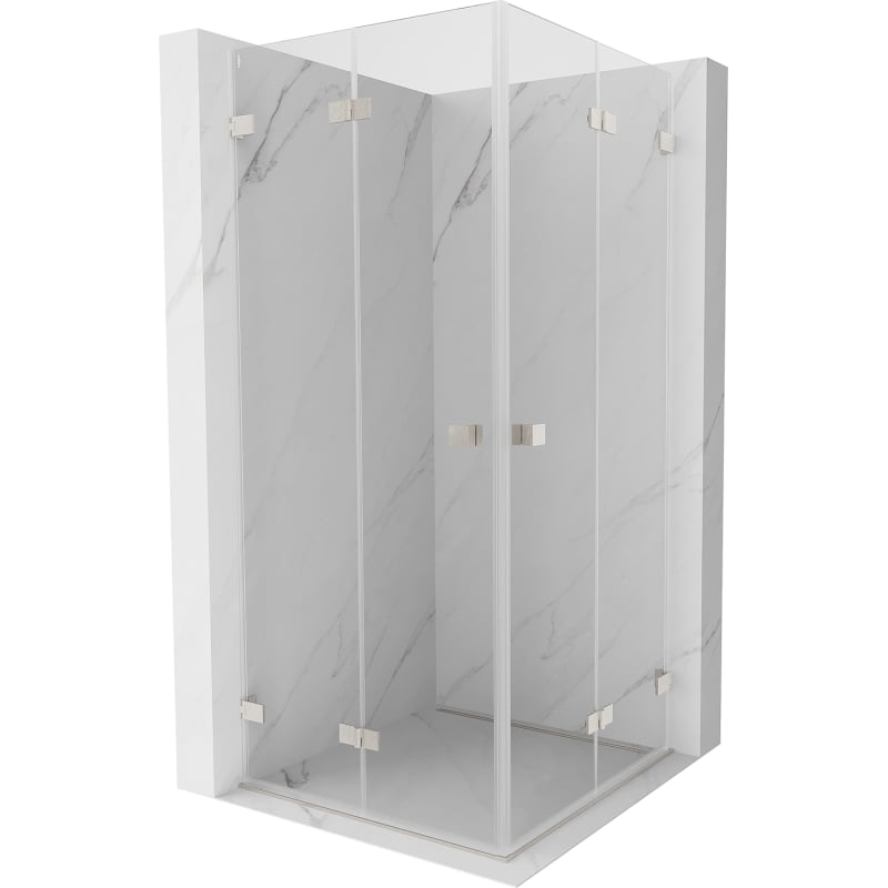 Mexen Lunar-F Duo Folding Shower Enclosure 80 x 80 cm, Transparent, Brushed Nickel - 836-080L-080P-97-00