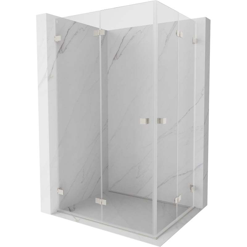 Mexen Lunar-F Duo Duschkabine faltbar 85 x 75 cm, transparent, gebürstetes Nickel - 836-085L-075P-97-00