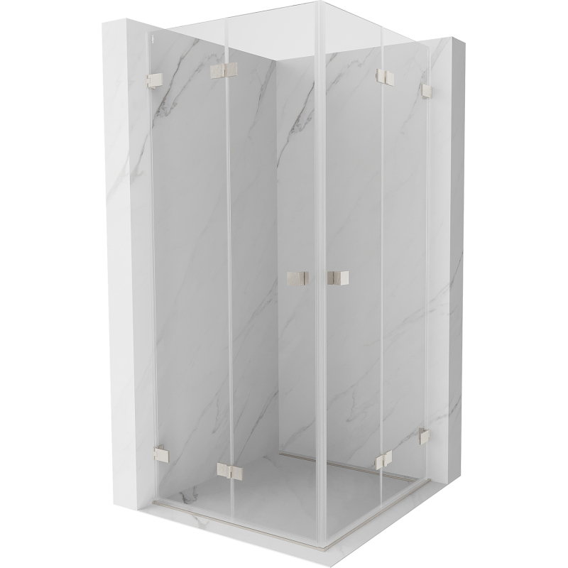 Mexen Lunar-F Duo folding shower enclosure 85 x 85 cm, transparent, brushed nickel - 836-085L-085P-97-00
