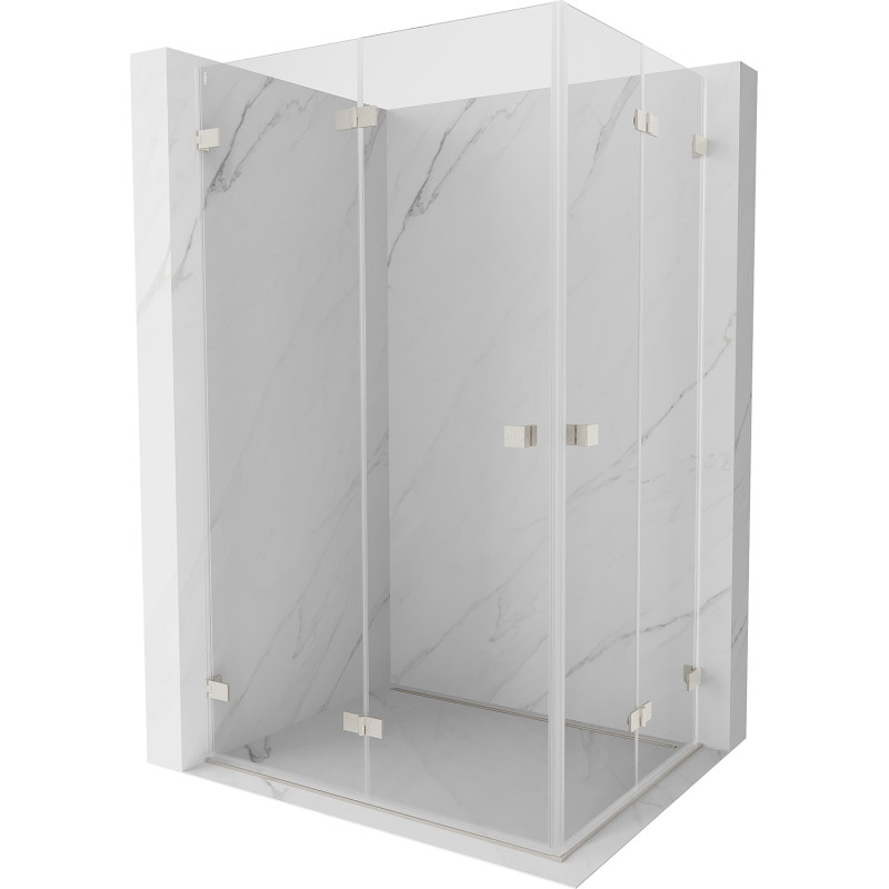 Mexen Lunar-F Duo sklopiva tuš kabina 100 x 90 cm, prozirno, brušeni nikal - 836-100L-090P-97-00