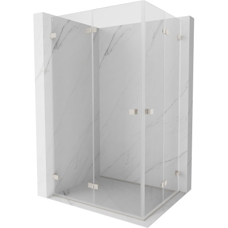 Mexen Lunar-F Duo sklopiva tuš kabina 100 x 90 cm, prozirno, brušeni nikal - 836-100L-090P-97-00