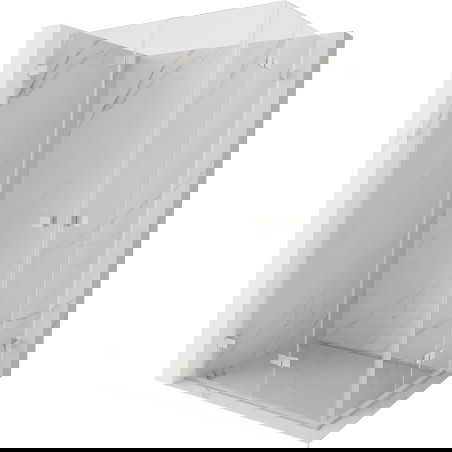 Mexen Lunar-F Duo zgibna tuš kabina 100 x 90 cm, prosojna, brušen nikel - 836-100L-090P-97-00