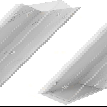 Mexen Lunar-F Dvojna zložljiva tuš kabina 100 x 100 cm, prozorna, brušen nikelj - 836-100L-100P-97-00