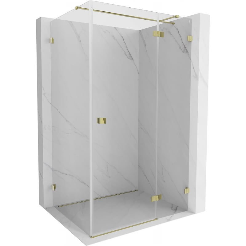 Mexen Lunar T Duschkabine, rechts öffnend, 110 x 90 cm, transparent, gold - 834T-110-090-50-00-P