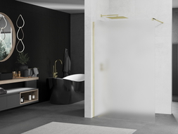 Mexen Kioto ścianka prysznicowa Walk-in 90 x 200 cm, szron 8 mm, złota - 800-090-101-50-30