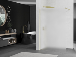 Mexen Kioto ścianka prysznicowa Walk-in 100 x 200 cm, szron 8 mm, złota - 800-100-101-50-30