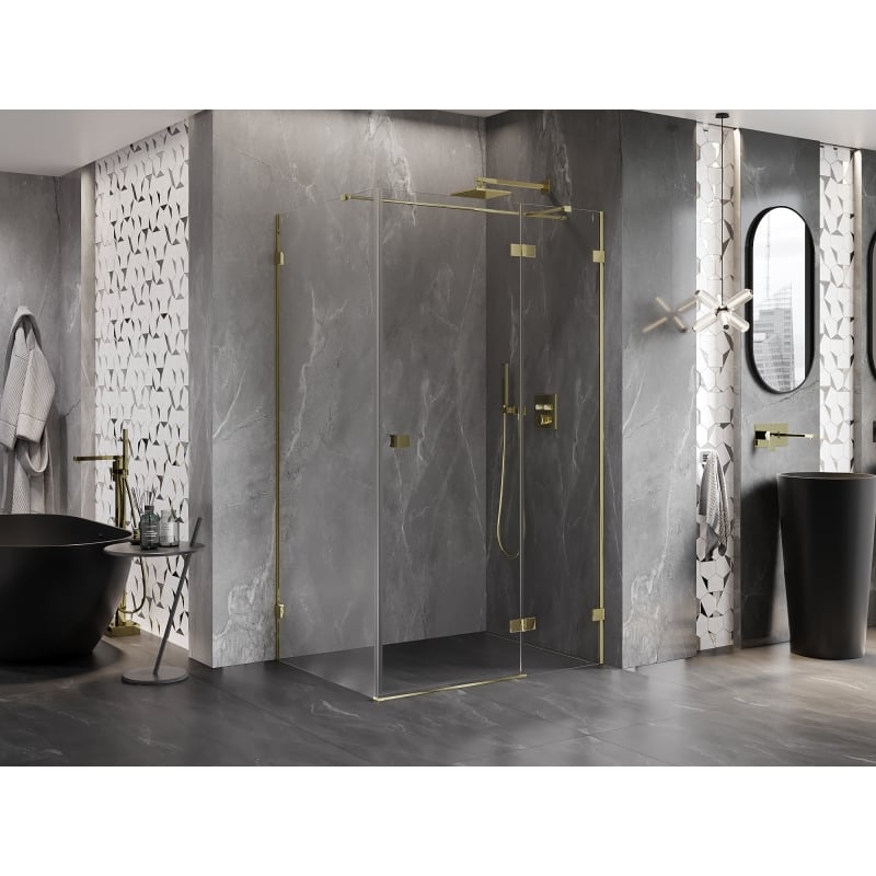Mexen Lunar T tuš kabina s desnim vratima na otvaranje 135 x 100 cm, prozirna, zlatna - 834T-135-100-50-00-P