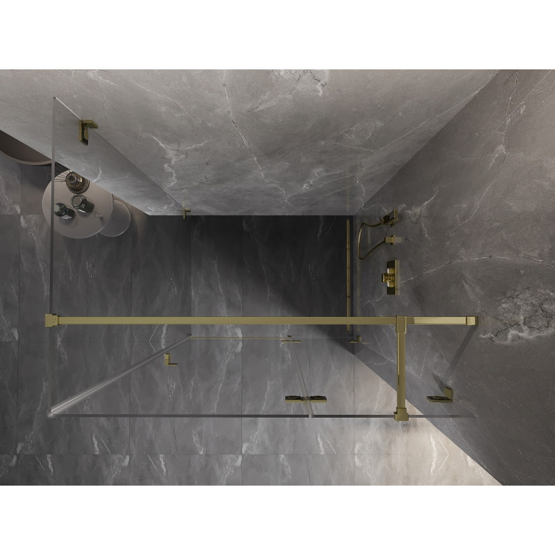 Mexen Lunar T tuš kabina s desnim vratima na otvaranje 135 x 100 cm, prozirna, zlatna - 834T-135-100-50-00-P
