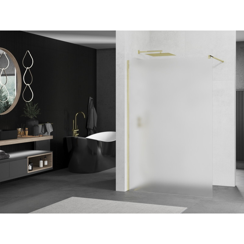 Mexen Kioto Walk-in shower wall 120 x 200 cm, frost 8 mm, gold - 800-120-101-50-30