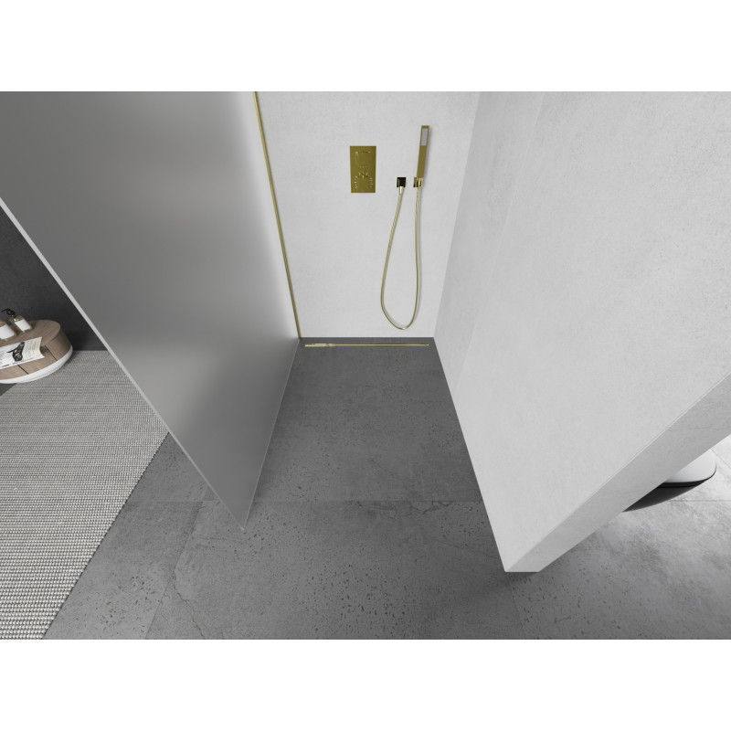 Mexen Kioto Walk-in shower wall 120 x 200 cm, frost 8 mm, gold - 800-120-101-50-30