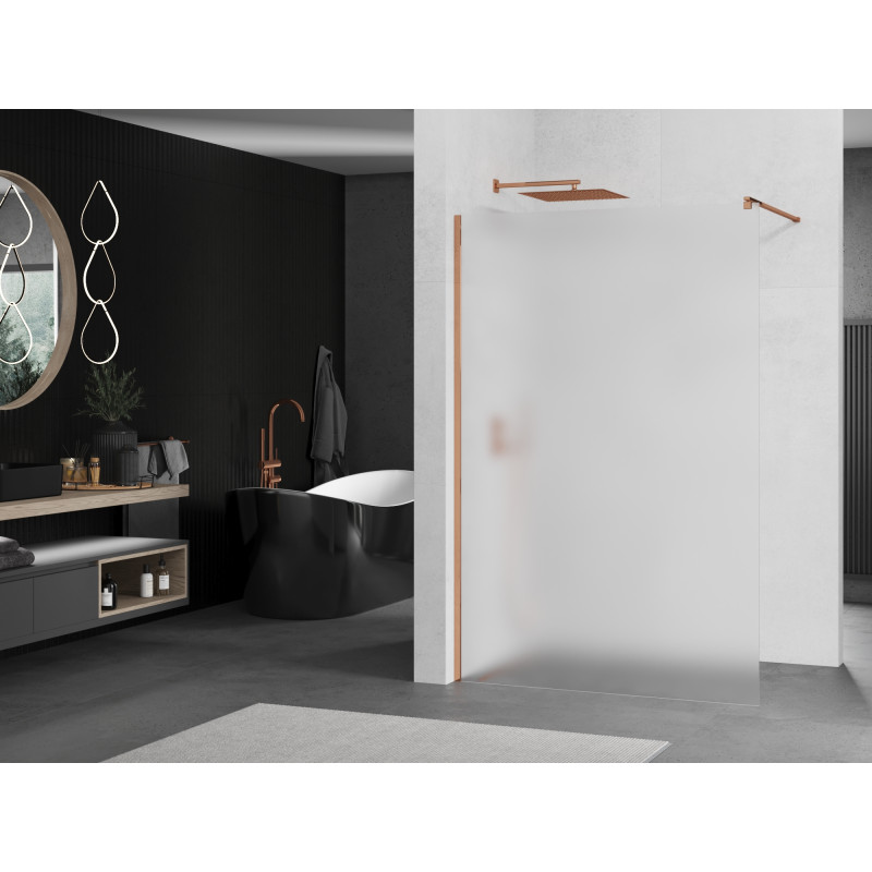 Mexen Kioto panel de ducha Walk-in 80 x 200 cm, escarcha 8 mm, oro rosa - 800-080-101-60-30