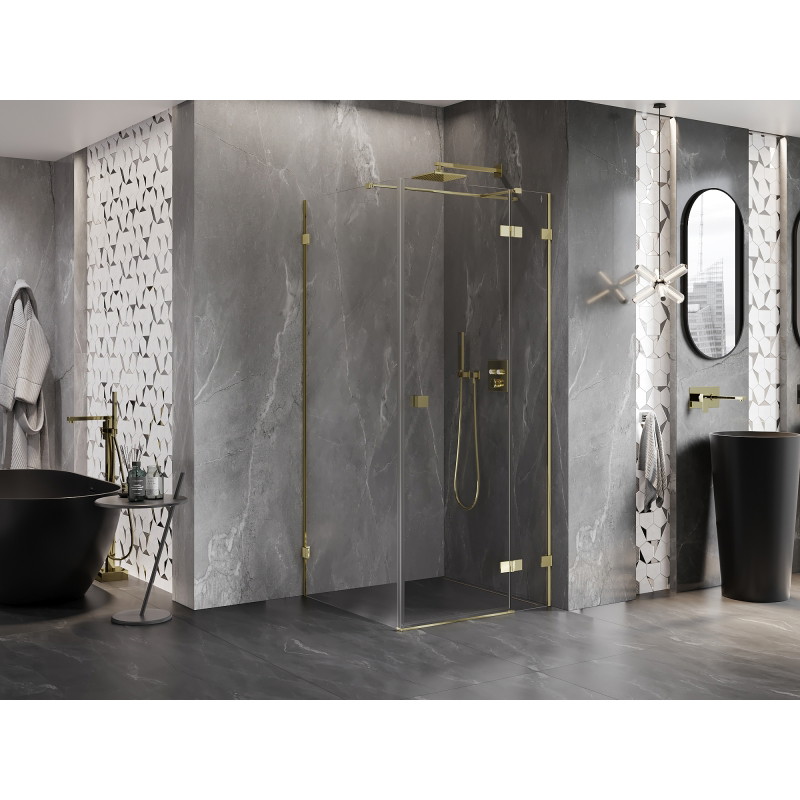 Mexen Lunar T parema hinged dušikabiin 110 x 110 cm, läbipaistev, kuldne - 834T-110-110-50-00-P