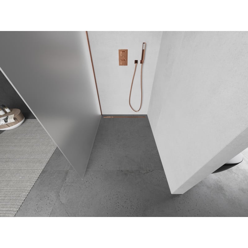 Mexen Kioto parede de duche Walk-in 90 x 200 cm, fosco 8 mm, ouro rosa - 800-090-101-60-30