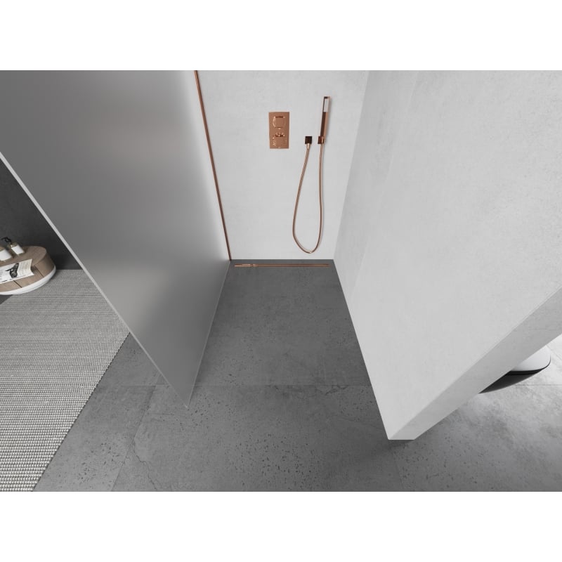 Mexen Kioto Walk-in Shower Screen 90 x 200 cm, Frosted 8 mm, Rose Gold - 800-090-101-60-30