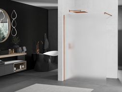 Mexen Kioto ścianka prysznicowa Walk-in 100 x 200 cm, szron 8 mm, różowe złoto - 800-100-101-60-30