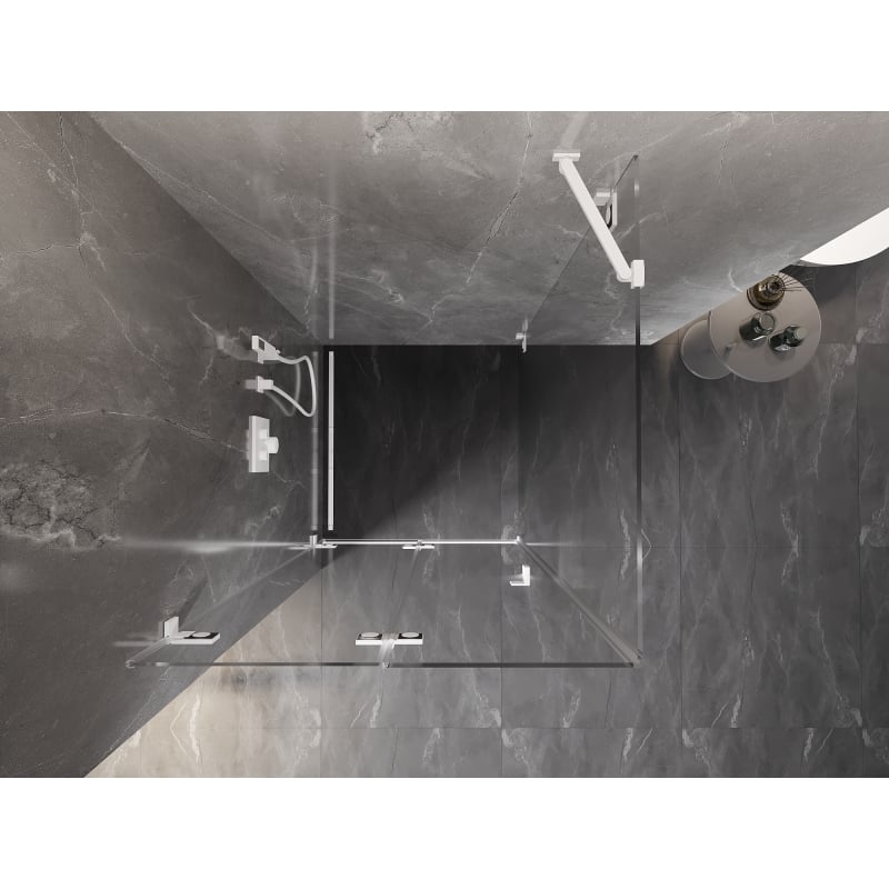 Mexen Lunar-F cabina de ducha plegable izquierda 80 x 80 cm, transparente, blanca - 836-080-080-20-00-L