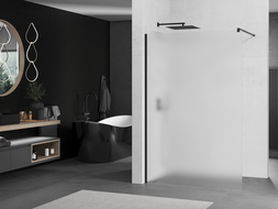 Mexen Kioto ścianka prysznicowa Walk-in 100 x 200 cm, szron 8 mm, czarna - 800-100-101-70-30