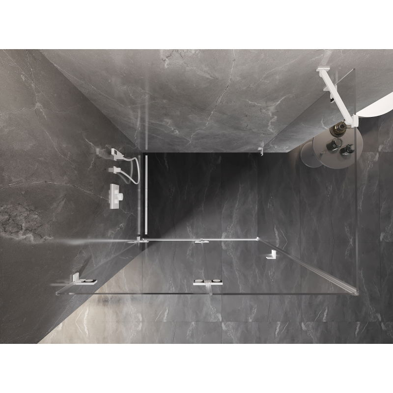 Mexen Lunar-F vikbar duschkabin vänster 100 x 90 cm, transparent, vit - 836-100-090-20-00-L