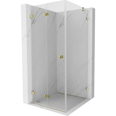 Mexen Lunar-F folding shower enclosure left 80 x 80 cm, transparent, gold - 836-080-080-50-00-L