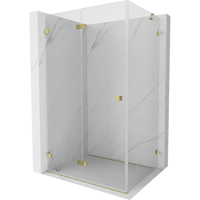 Mexen Lunar-F cabine de douche pliante gauche 85 x 80 cm, transparente, dorée - 836-085-080-50-00-L
