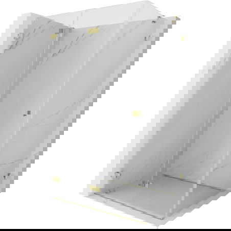 Mexen Lunar-F inklapbare douchecabine links 100 x 80 cm, transparant, goud - 836-100-080-50-00-L