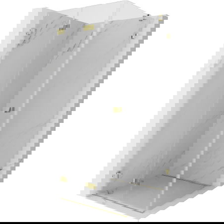 Mexen Lunar-F ausklappbar Duschkabine lénks 90 x 90 cm, transparent, gëllen - 836-090-090-50-00-L